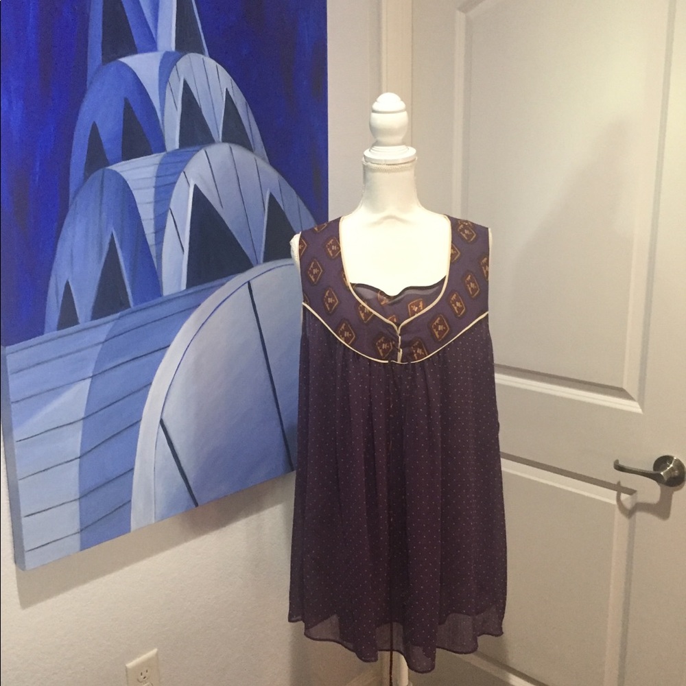 ECI purple patterned tunic with tank top